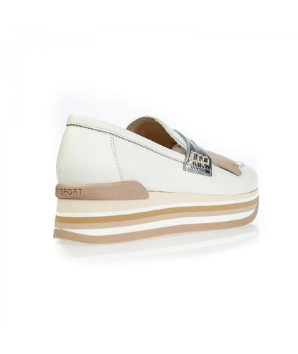 Scarpe sneaker mocassino JANET SPORT NUOVE in pelle bianco nudo taglia 39 9 nuove con scatola $370 - Foto 11 di 12