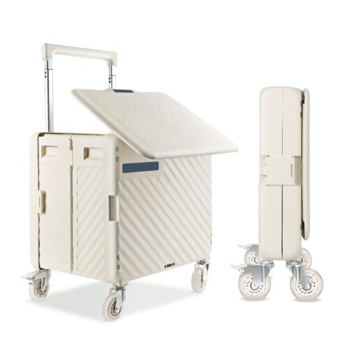 Heavy-Duty Foldable Utility Cart with Wheels, Collapsible Rolling Crate, 180 lbs
