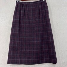 VTG 70s 80s Pendleton Midi Skirt Virgin Wool Plaid Waist Pleats Purple 10 M USA
