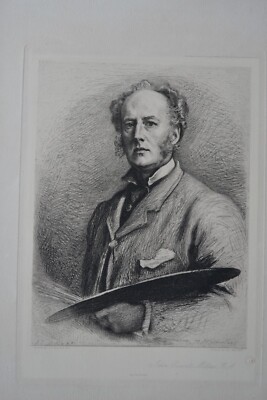 JOHN EVERETT MILLIAS PORTRAIT ORIGINAL PROOF RADIERUNG CHARLES WALTNER 1883