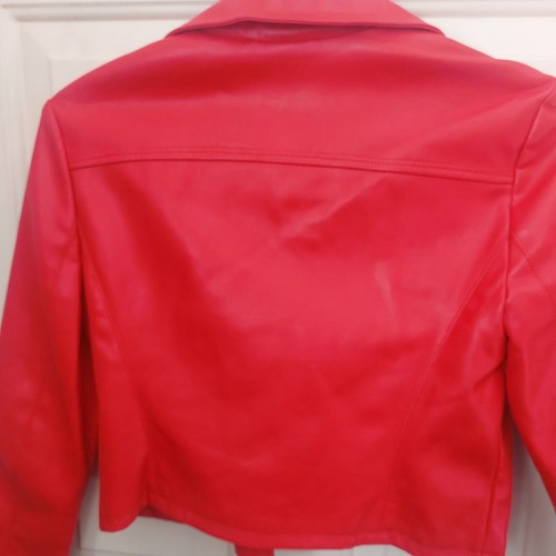 Faux Leather Jacket Red Women's Medium Express - Picture 8 of 15