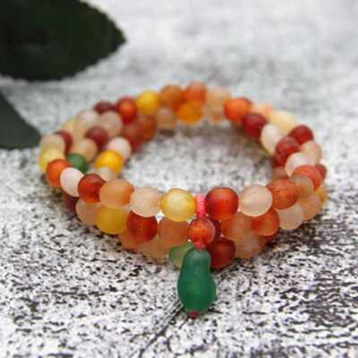 108 Natural Color Jade Gemstone Cuff Men Mala Lucky Bracelet Wrap Prayer Cuff
