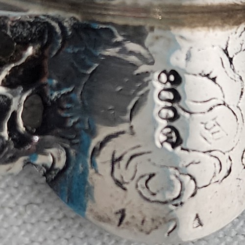 5 Christoph Widmann Ashtrays Repousse Roses 800 Silver Germany Crystal Inserts - Picture 20 of 22