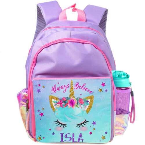 Personalisierter Mädchenrucksack Einhorn Schultasche Kinder lila Rucksack KS33 - Bild 1 von 7