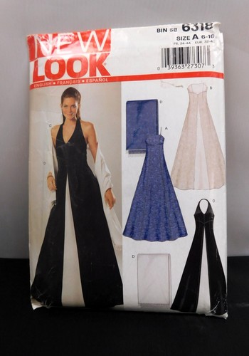 New Look 6318 Sewing Patterns EVENING DRESS, SHAWL Misses' Size 6-16 UC FF