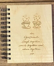 Spotlight by LASERCRAFT Photo Album GIRLFRIENDS Wood Spiral Holds 36 4x6 Photos