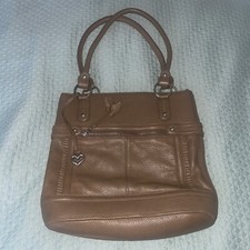 NEW BRIGHTON DOMINIQUE ORGANIZER TASSELED & RUFFLED POCKET LEATHER TOTE SHOULDER