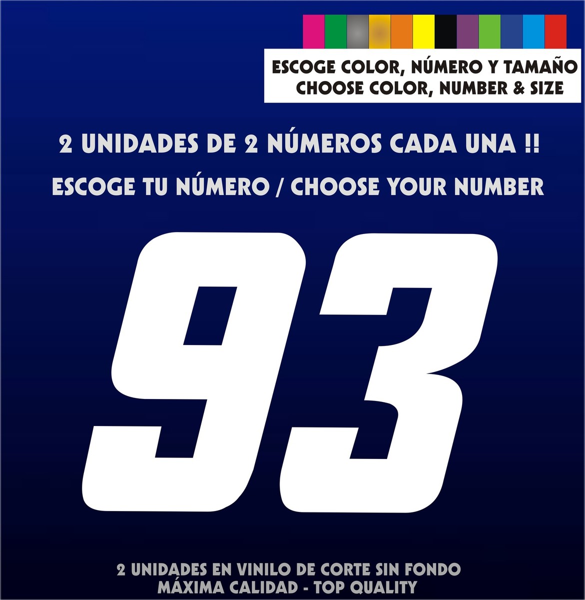 2X Sticker Vinilo - Escoge color, tamaño y número - Pegatina -Vinyl- Coche-Moto