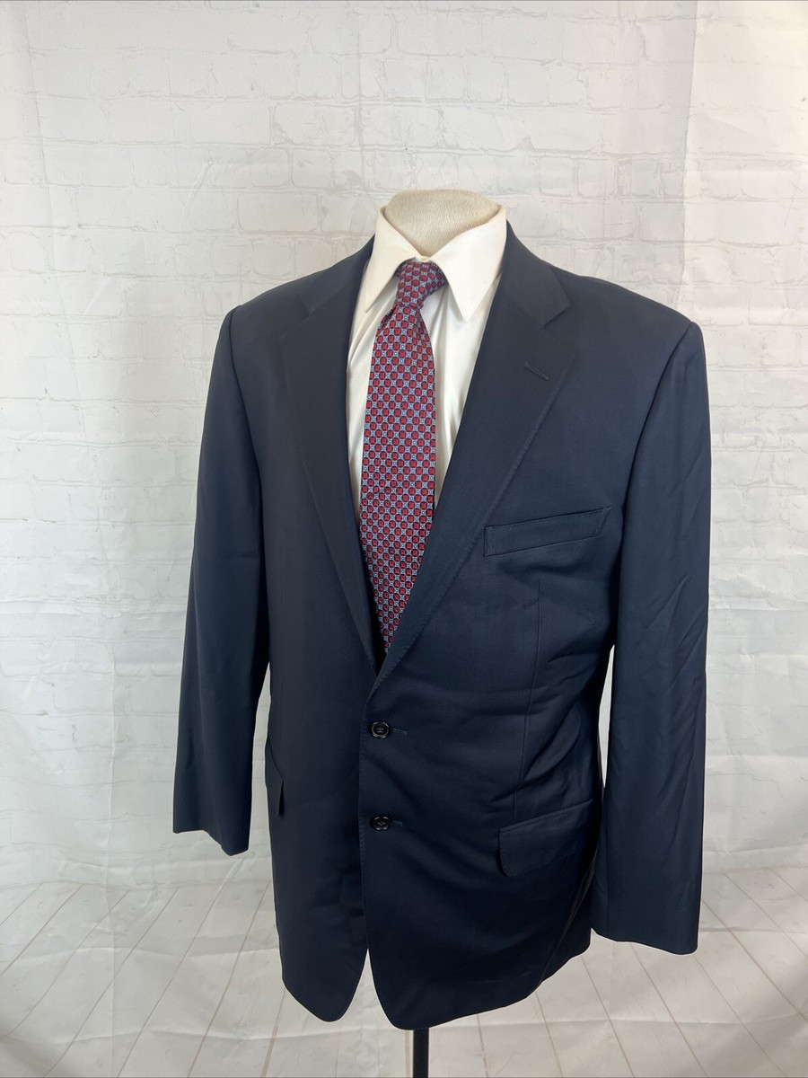 SUPER 100 Ermenegildo Zegna Men's Dark Navy Blue Wool Blazer 42L