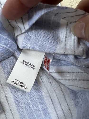 Laura Ashley gestreifte Kurzarm Bluse Knopfleiste weiß blau Damen Medium - Bild 4 von 9