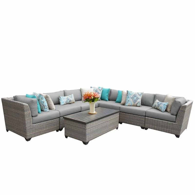 TK Classics Florence 8 Piece Wicker Patio Sectional in Gray eBay