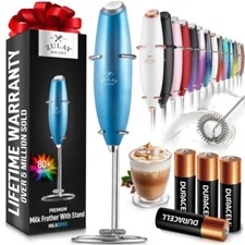 Zulay Kitchen Powerful Milk Frother with 4 Duracell Batteries Included