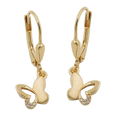 Gold 333 Mädchen Ohrringe Schmetterling Kinder Ohrhänger mit Zirkonia  Hänger