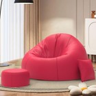 Bean Bag Chair Cover with Free Cushion and Footrest Cover without Beans 4XL Pink