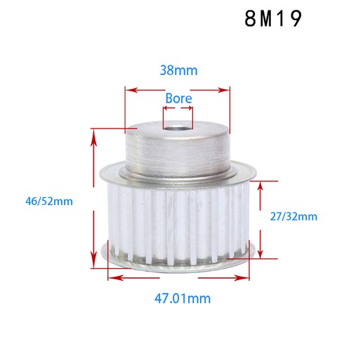 BF-type HTD8M 25mm / 30mm Timing Belt Pulley 12 - 72 Tooth for CNC Step Motor - Picture 13 of 49