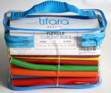 Tifara 7" Flexible Hair Curling Rods Rollers Curlers in Clear Zipper Case