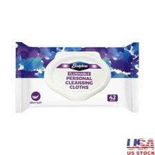 Flushable Personal Cleansing Cloths 42 Count Unscented Moisturizing Wipes Adults