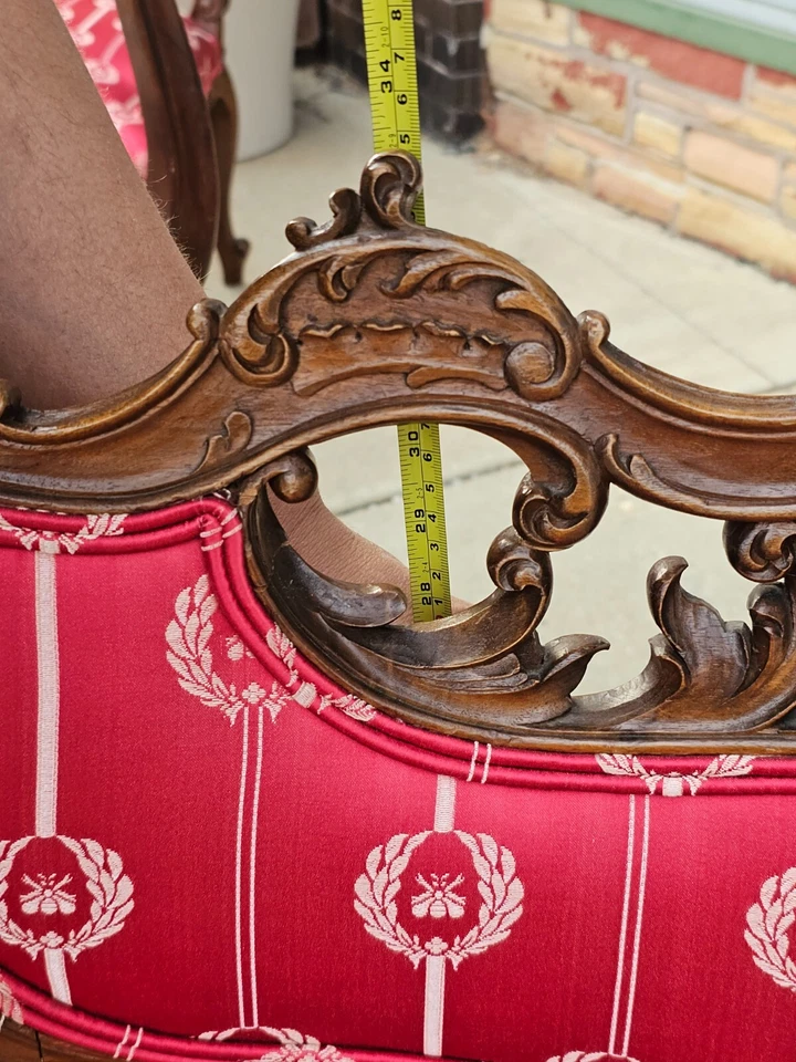 Французский антикварный барочный набор из 7 стульев-сетти в стиле рококо для гостиной резьба по дереву - Изображение 3 из 4
