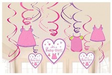 Shower with Love Baby Girl Value Pack Foil Swirl Decorations Party Supplies 12ct