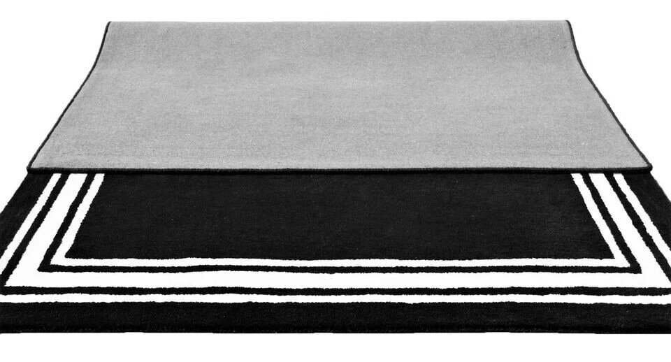 Tapete Border Harper Preto Baxter Moderno Tufado à Mão 100% Lã Tapete de Área Macio - Imagem 4 de 4