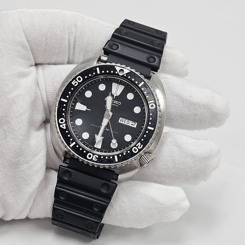 Vintage Seiko Turtle Men's Diver Watch Automatic 6309-7049 Black Dial Works