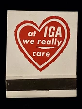 IGA Sno-Kreem Shortening Heart Full Vintage Front-Strike Matchbook Whi A-1962