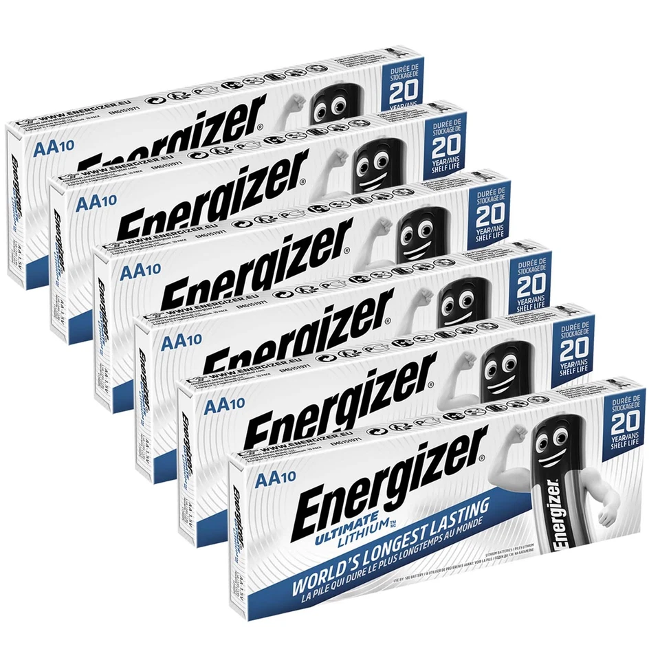60 x Energizer Ultimate Lithium AA Mignon Batterie FR6 L91 1,5V Streifen - Bild 1 von 1