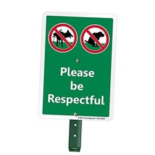 Please Be Respectful Sign No Dog Pooping or Peeing Lawn Sign with 21" Stake