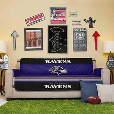 PHF NFL Baltimore Ravens Reversible Sofa Protector Cover