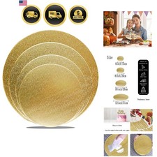 Paquete de 4 tablas de pastel doradas círculos redondos para pasteles de 6, 8, 10, 12 pulgadas base para pasteles cartón...