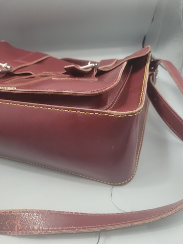 Dr. Martens Oxblood Large Satchel Red Burgundy Leather Shoulder-Bag Office Work - Picture 10 of 24