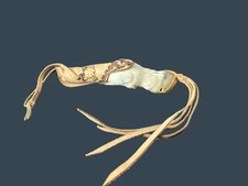 Deer Leg Hoof Whip Flogger Leather Decoration Folk Art Native Design White