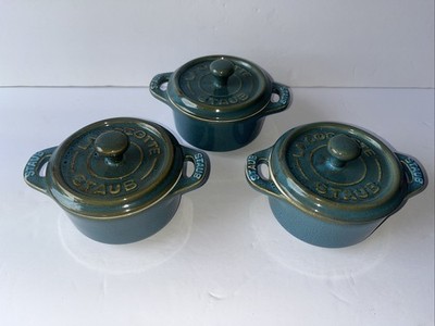 STAUB La Cocotte Mini Dutch Oven RUSTIC TURQUOISE Set Of 3