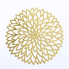 6  Metallic Gold 13" Laser Cut Hibiscus Flower Cardboard Placemats Party Events