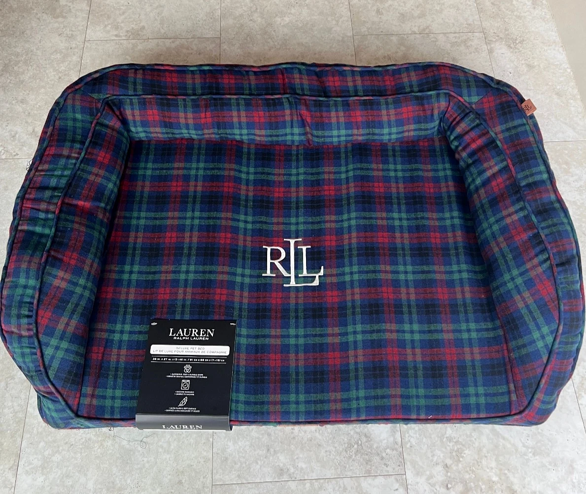 Ralph Lauren Deluxe Pet Bed 91x68 LARGE XL XXL Dog Sofa Cushion Soft Plaid £229
