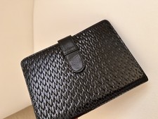 NEW Raika Photo Album Brag Book Leather Black Braid Basket Weave 4x6"