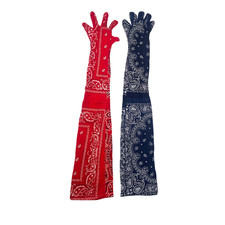 Red and Blue Bandana Gloves Fits Small Medium and Large Handmade