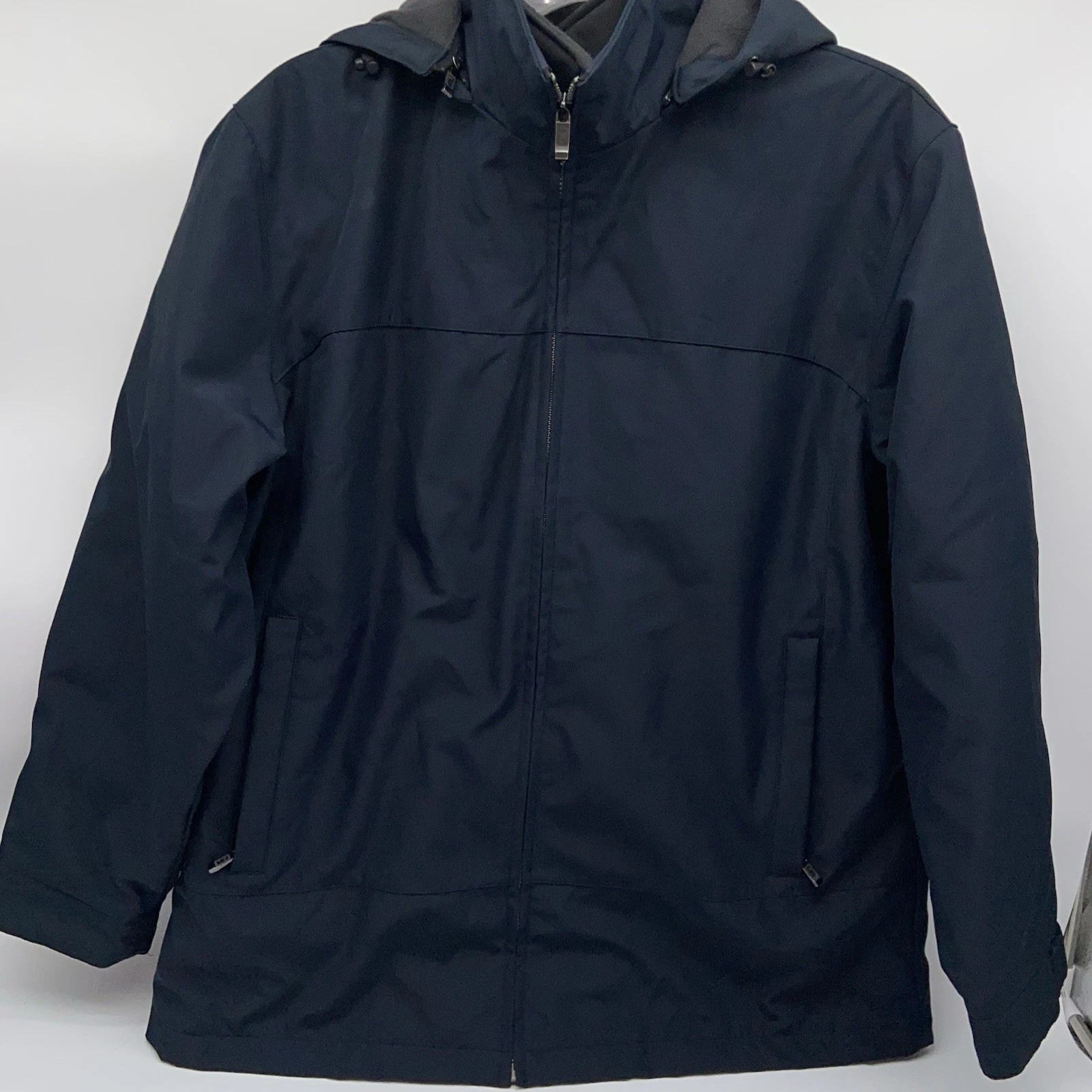 Weatherproof Men’s XL Ultra Tech Navy Jacket Double Zip Hooded Utility Outerwear