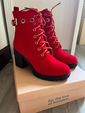 KOI RED FAUX SUEDE AIMI RINGLET BOOTS - Size 6 - Style no longer available BNIB