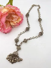 Silver Tone Traditional Middle Eastern Jingle Bell Necklace Belly Dance Jewelry