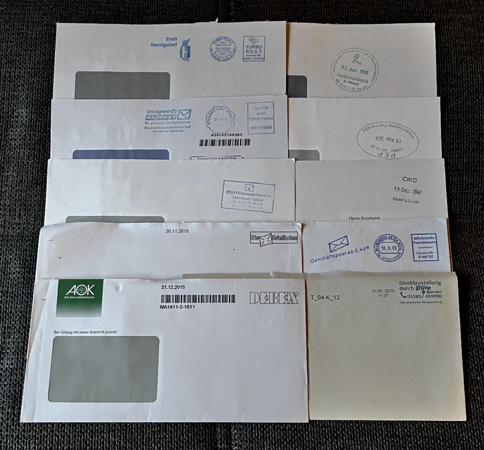 Privatpost / Briefe aus Brandenburg - 10 Stück echt gelaufen !!!   - Bild 1 von 1