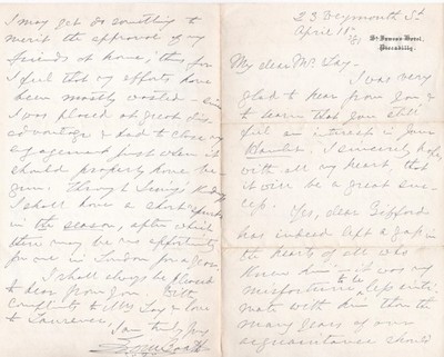 Edwin Booth Letter (ALS) To Artist Oliver Lay (Booth Portrait as Hamlet)