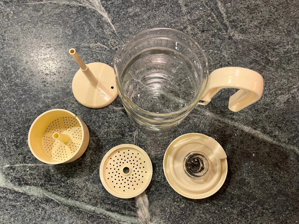 Vintage Tan Gemco Percolator Clear Glass Plastic Stainless Steel - 4 Cup - Image 2 of 4