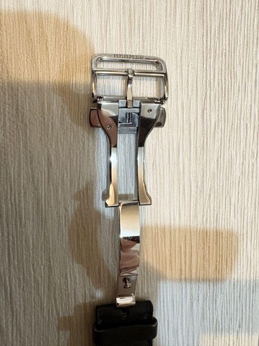 Hermes Black Leather Apple Watch Band 45mm Buckle Metal Connector 4.5 Inch - Photo 4 sur 16