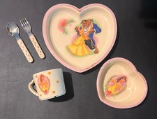 NEAR MINT rare COMPLETE Melamine plate set Selandia Disney Beauty and the Beast