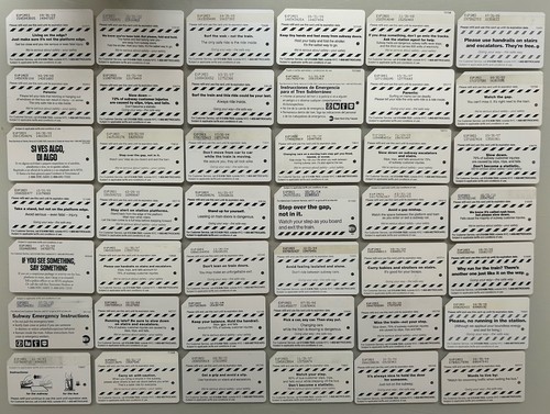Lot de 42 cartes métro vintage NYC Subway Talk sécurité occasion moyenne - Photo 1/5