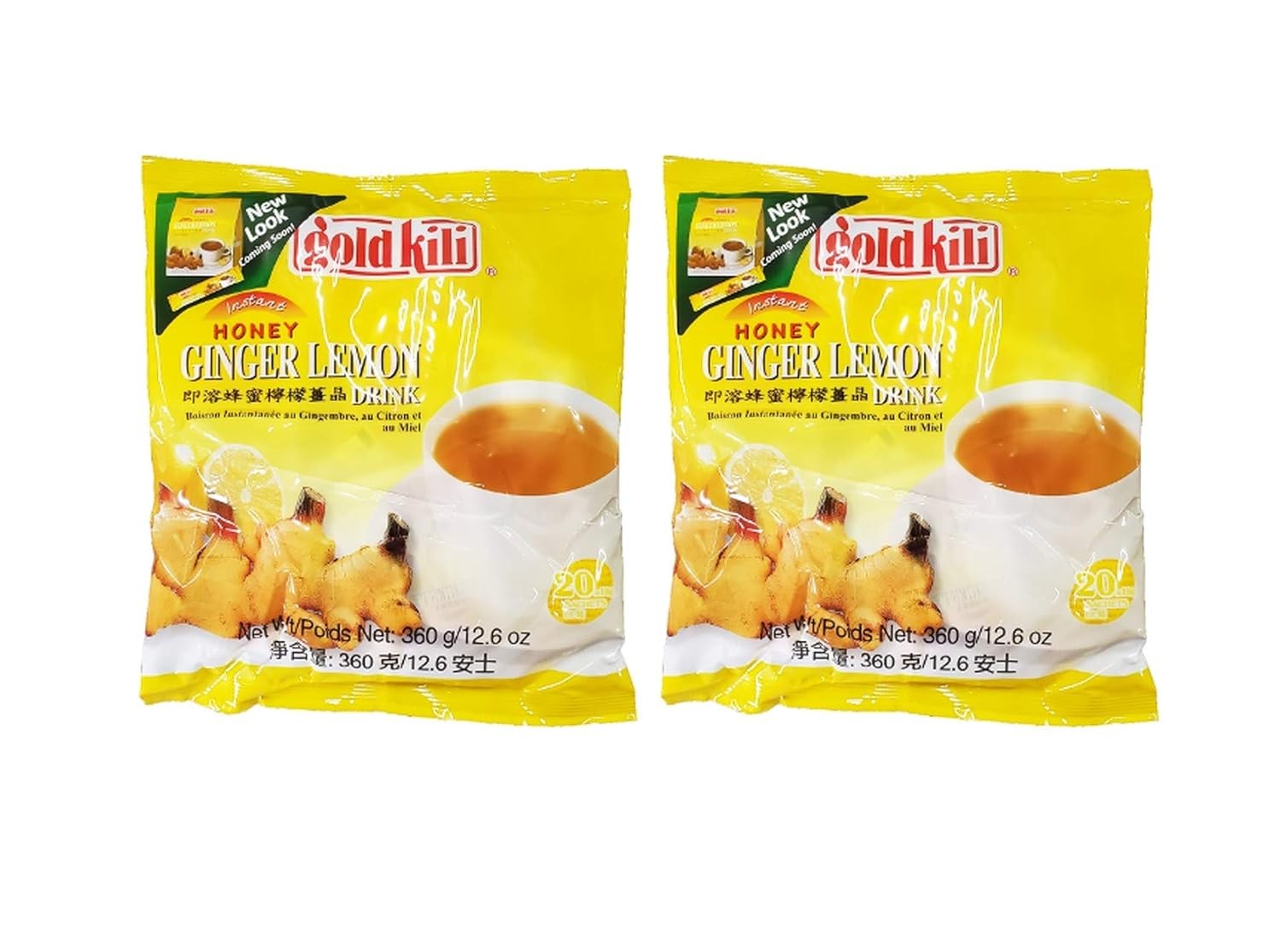 Gold Kili Instant Honey Ginger Lemon Drink (2 Pack, Total of