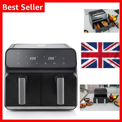 Air Fryer Dual Zone 8L 1700W Touch Display Schwarz Kompakt Ölfrei