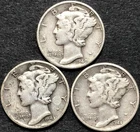 1940 1943 1944 MERCURY SILVER DIME LOT 3 pc