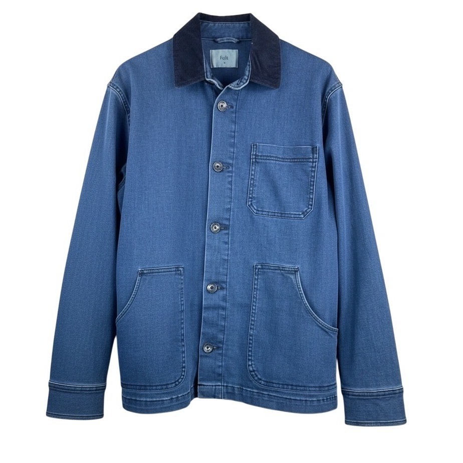 Folk Nelson Denim Chore Jacket sz M Blue Corduroy Collar barn coat